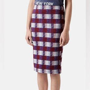Topshop Plaid Tube Pencil Skirt
